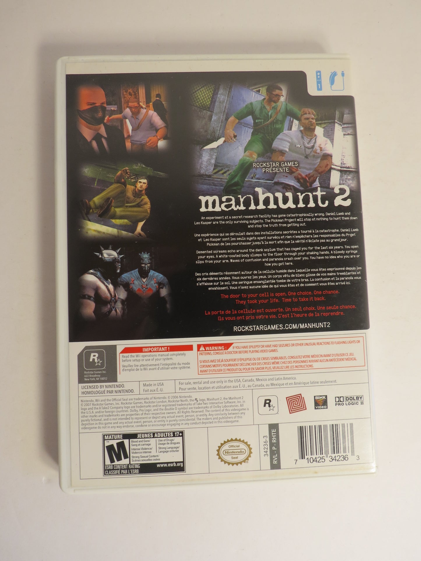 Manhunt 2 Nintendo Wii Game CIB