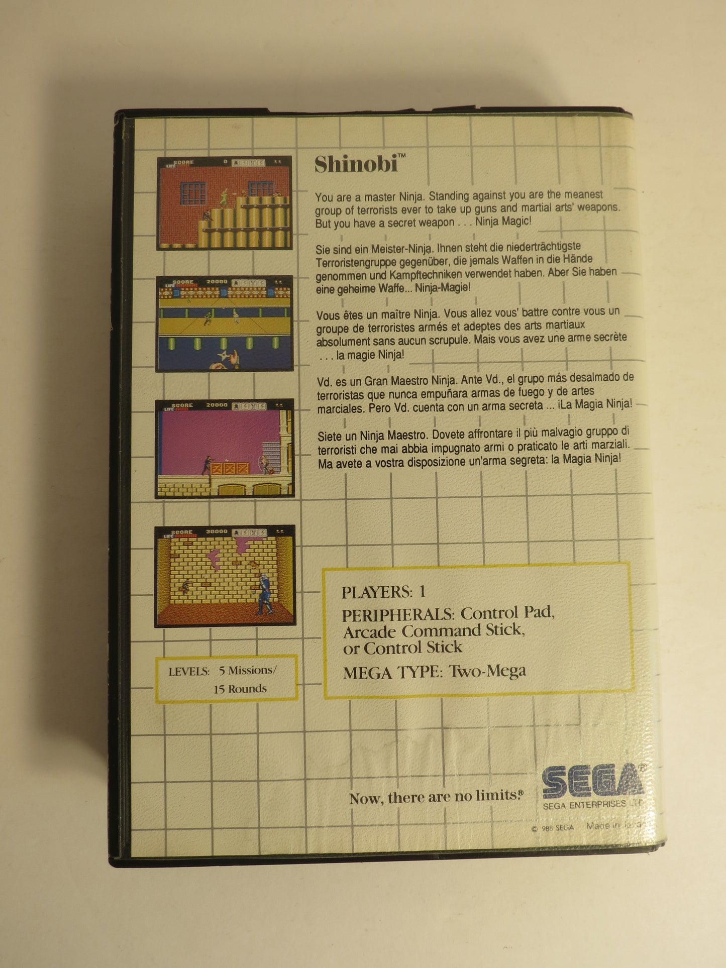 Shinobi Sega Master System Game SMS CB