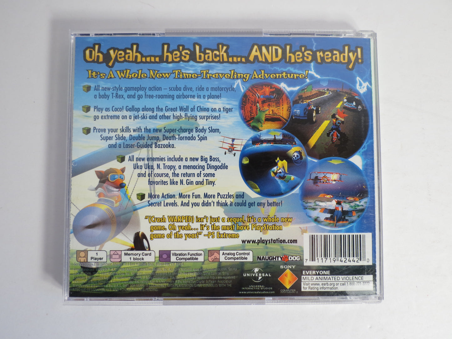 Crash Bandicoot: Warped Greatest Hits Playstation 1 PS1 Game CIB