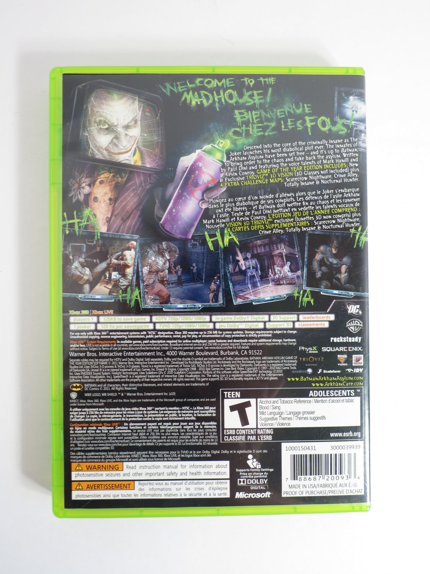 Batman Arkham Asylum GOTY Platinum Hits Xbox 360 Game CIB