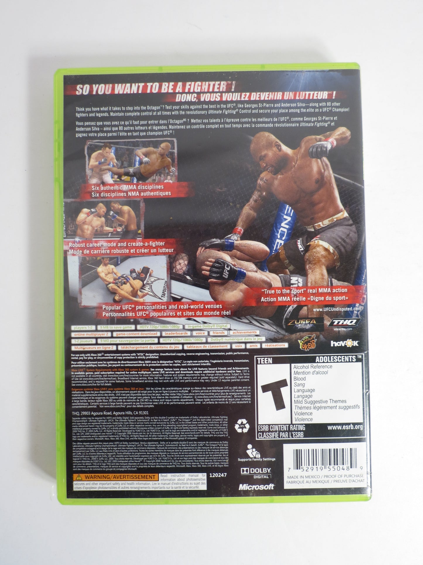 UFC Undisputed 2009 Xbox 360 Game CIB