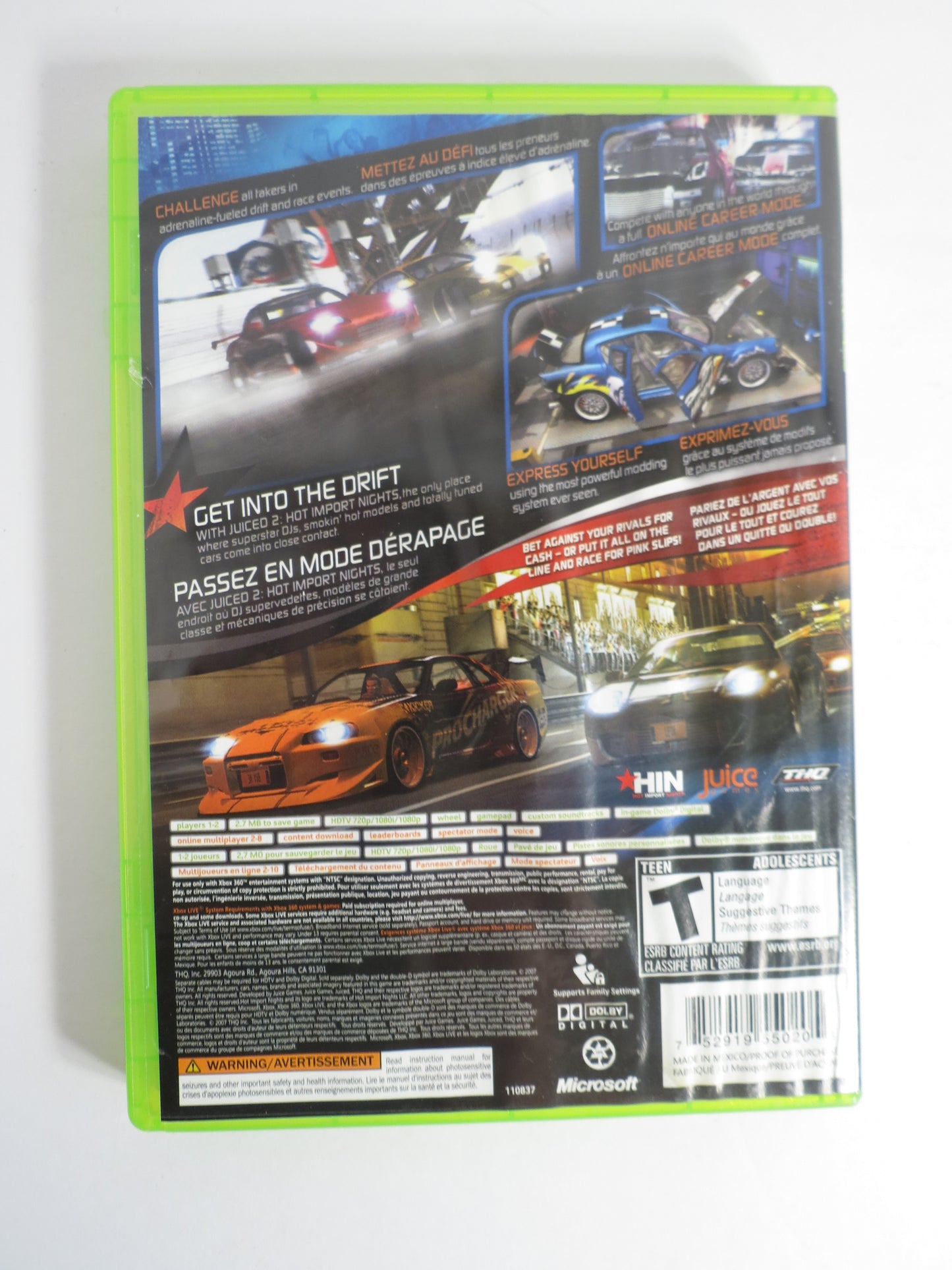 Juiced 2 Hot Import Nights Xbox 360 Game CB
