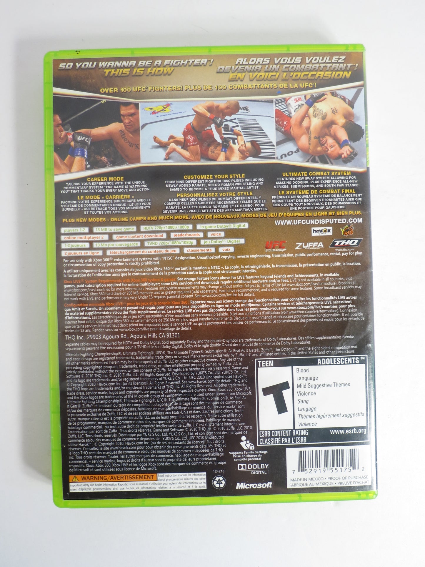 UFC Undisputed 2010 Xbox 360 Game CIB