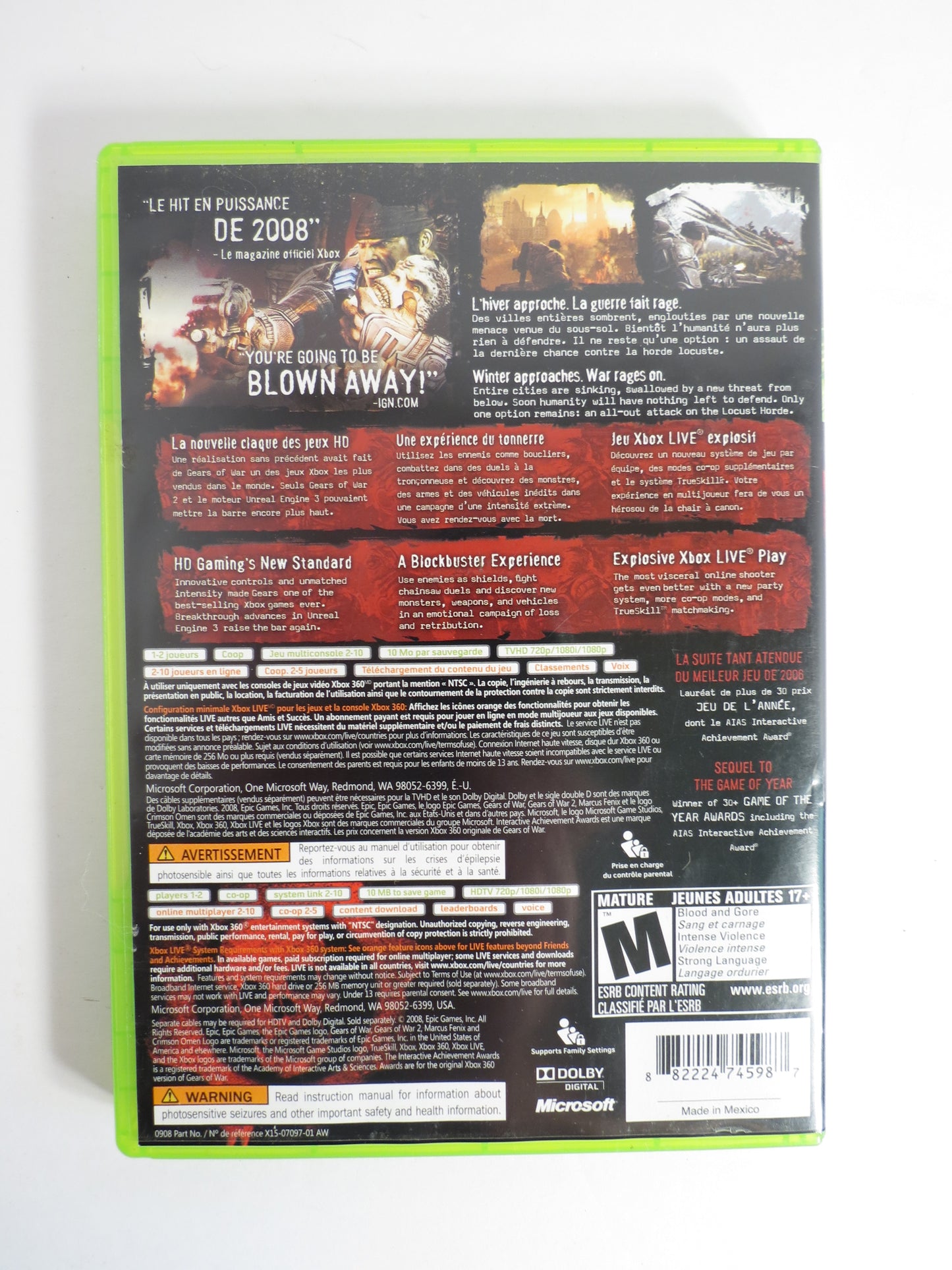 Gears of War 2 Xbox 360 Game CIB