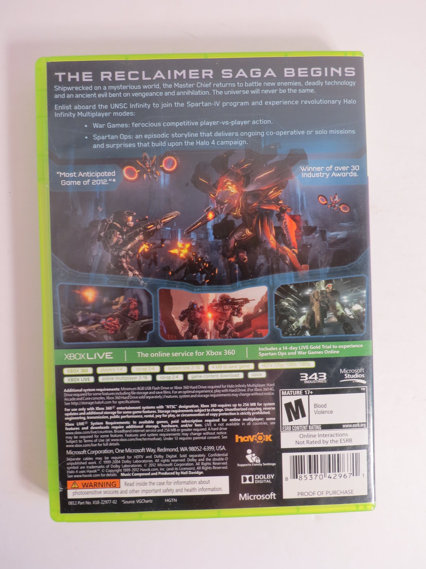 Halo 4 Xbox 360 Game CB