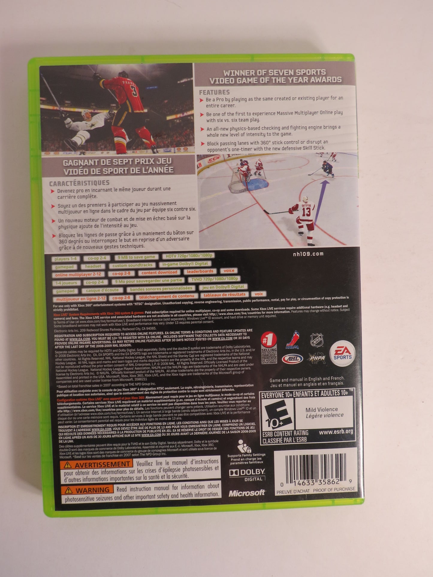 NHL 09 Xbox 360 Game CB
