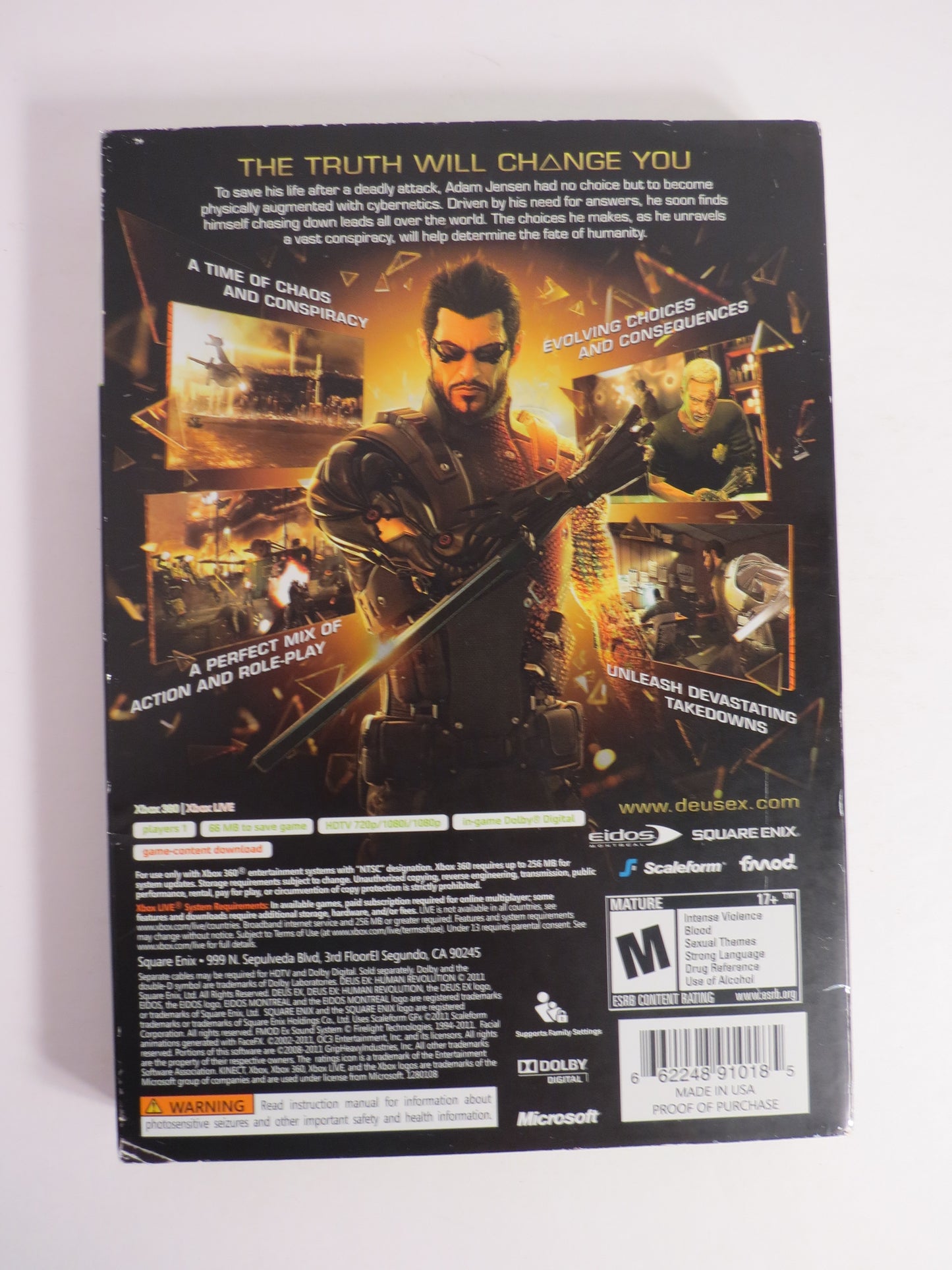 Deus Ex Human Revolution Sleeve Xbox 360 Game CIB