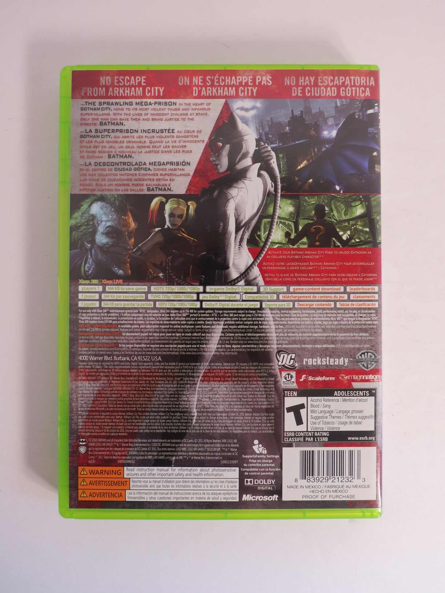 Batman Arkham City Xbox 360 Game CIB