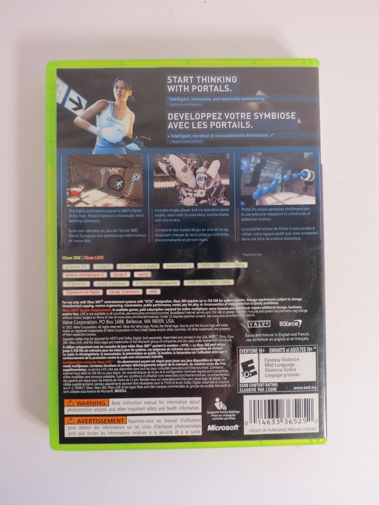 Portal 2 Xbox 360 Game CIB