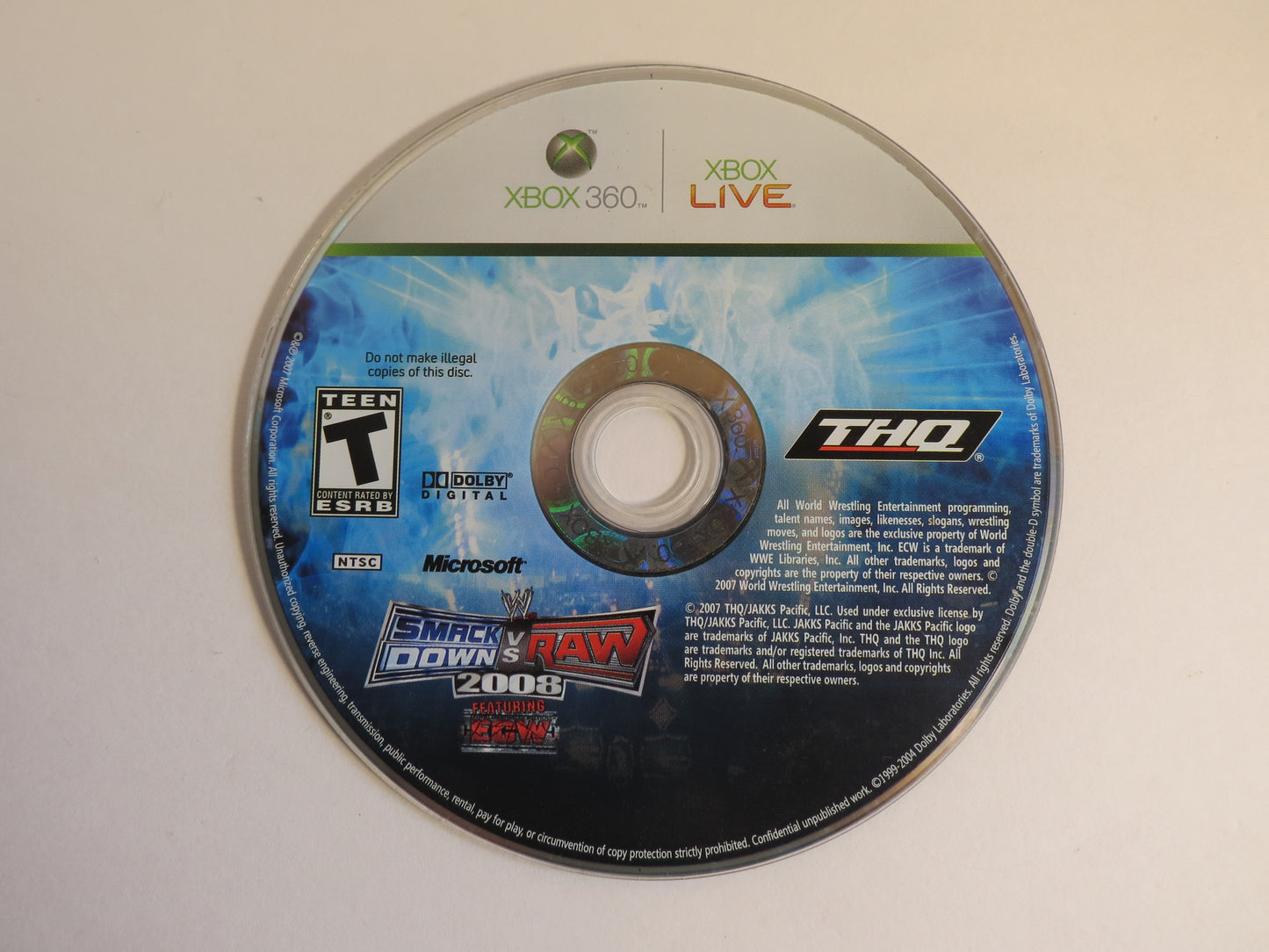 WWE Smack Down VS Raw 2008 Xbox 360 Game CIB