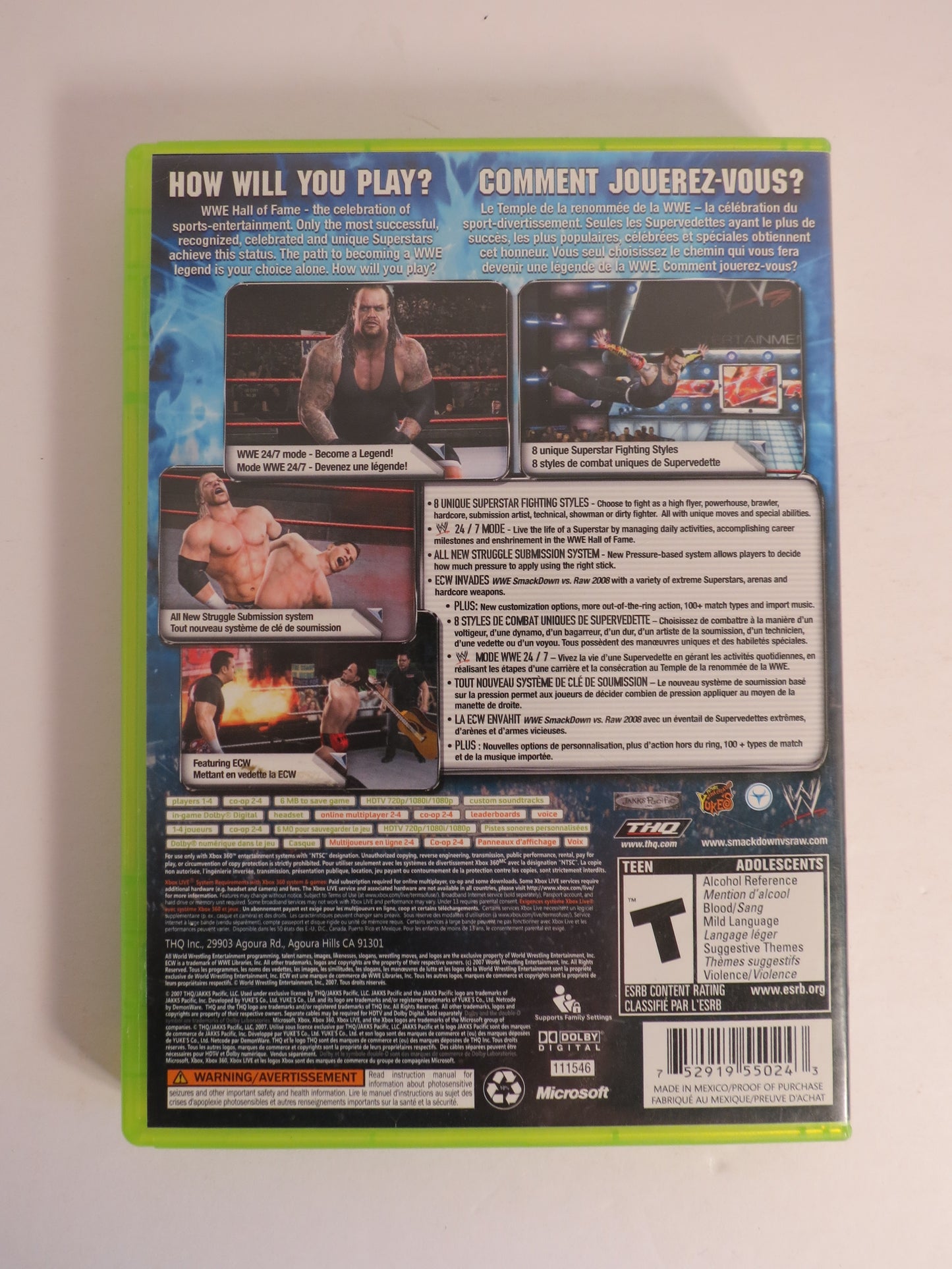 WWE Smack Down VS Raw 2008 Xbox 360 Game CIB