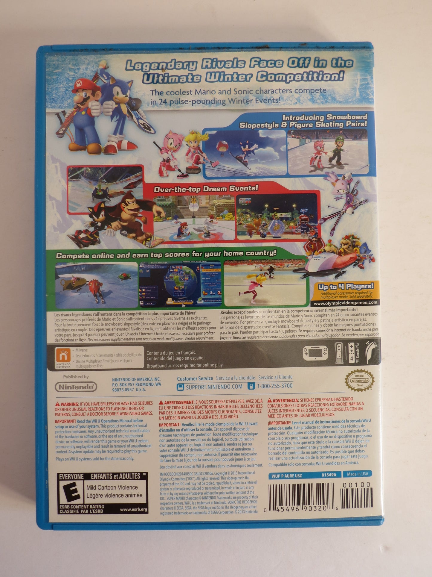 Mario & Sonic at the Sochi Olympic Games Winter Games Nintendo Wii U Game CB