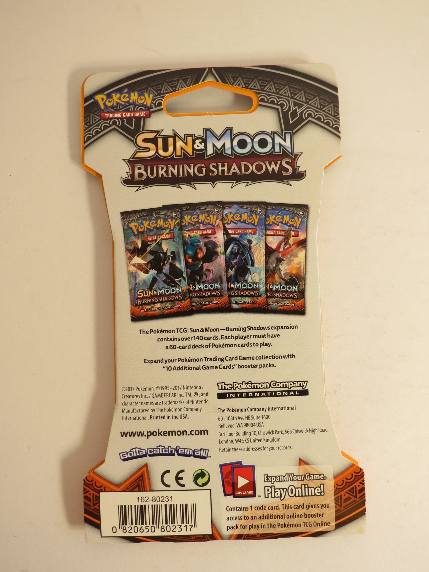 Sun & Moon Burning Shadows Marshadow Pokemon Booster Pack Sleeved
