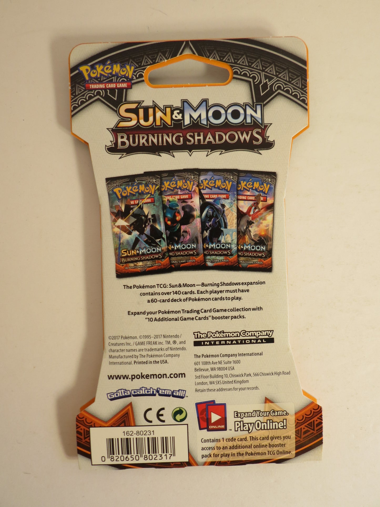 Sun & Moon Burning Shadows Necrozma Pokemon Booster Pack Sleeved