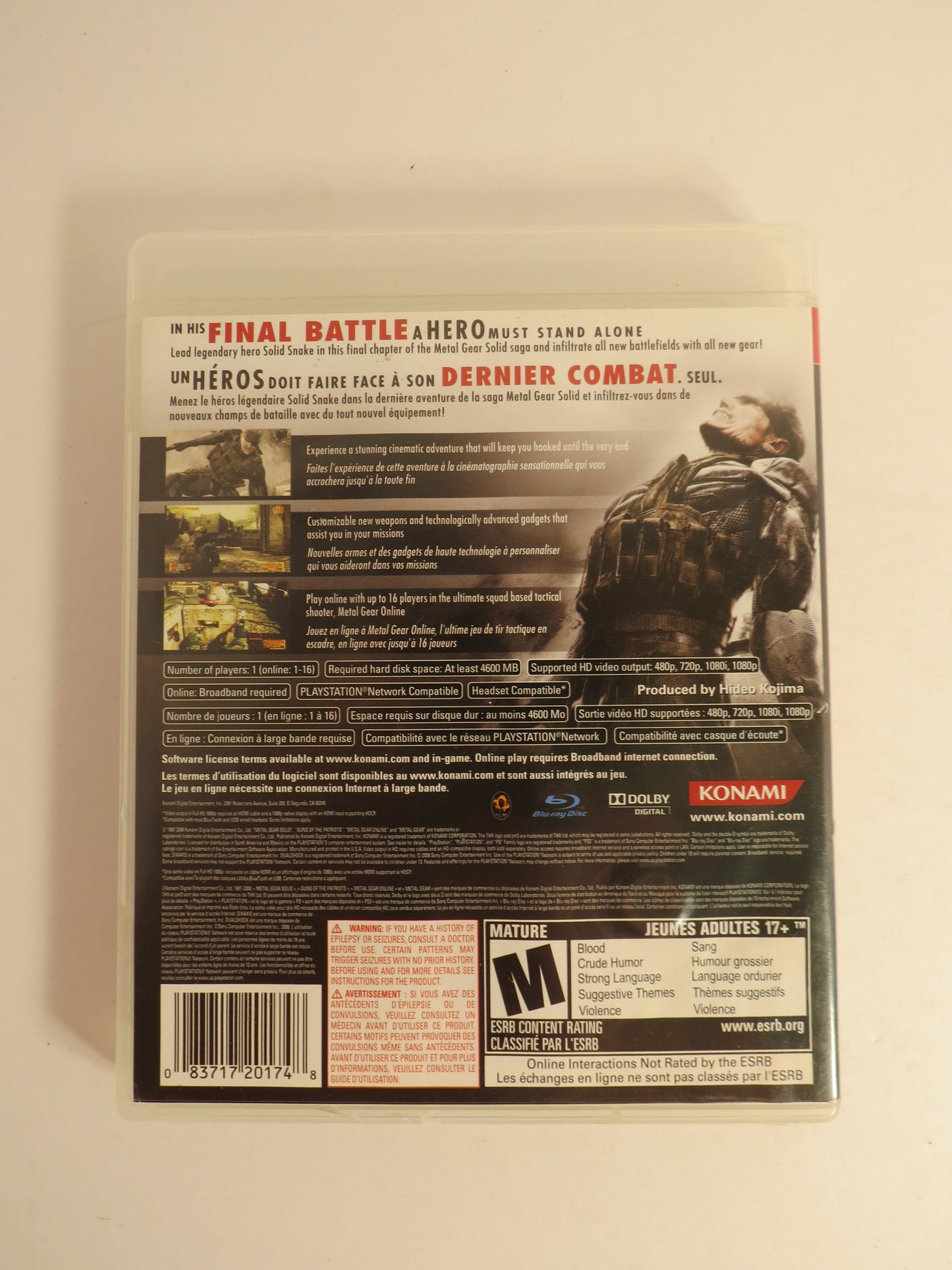 Metal Gear Solid 4 Guns of the Patriots Playstation 3 PS3 Game CB