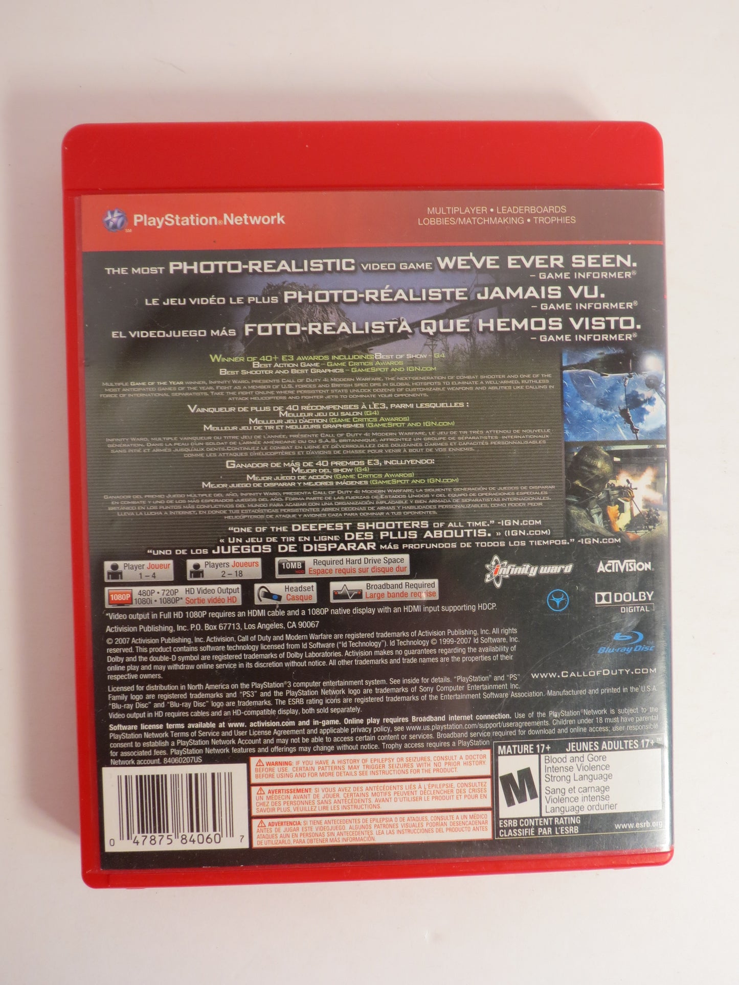 Call of Duty 4 Modern Warfare Greatest Hits Playstation 3 PS3 Game CIB