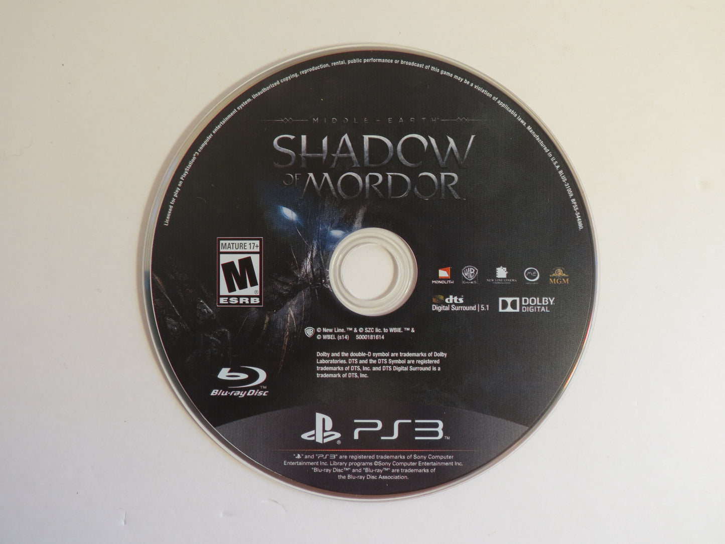 Middle Earth: Shadow of Mordor Playstation 3 PS3 Game CIB
