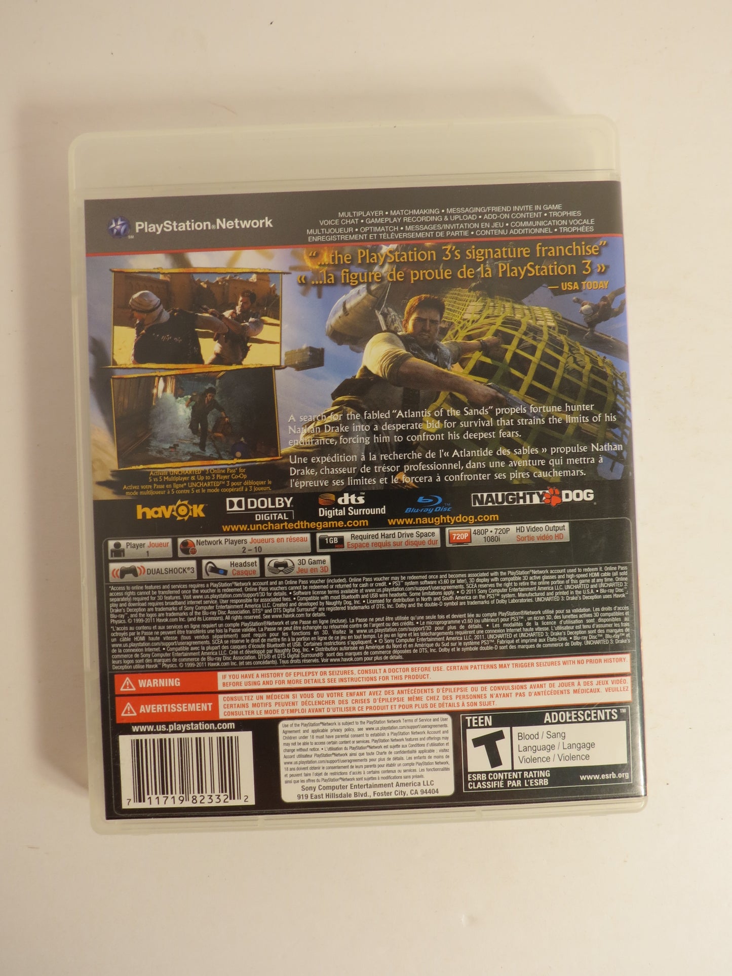 Uncharted 3: Drake's Deception Playstation 3 PS3 Game CIB