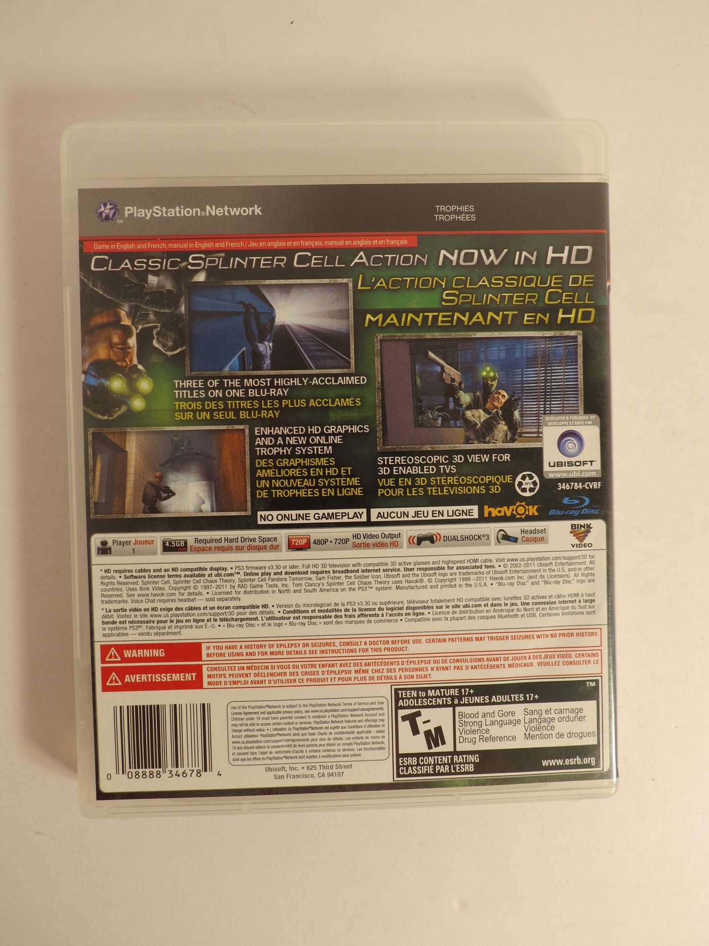 Tom Clancy's Splinter Cell Trilogy HD Playstation 3 PS3 Game CIB