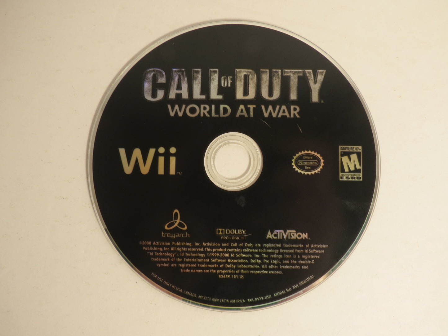 Call of Duty World at War Nintendo Wii Game CB