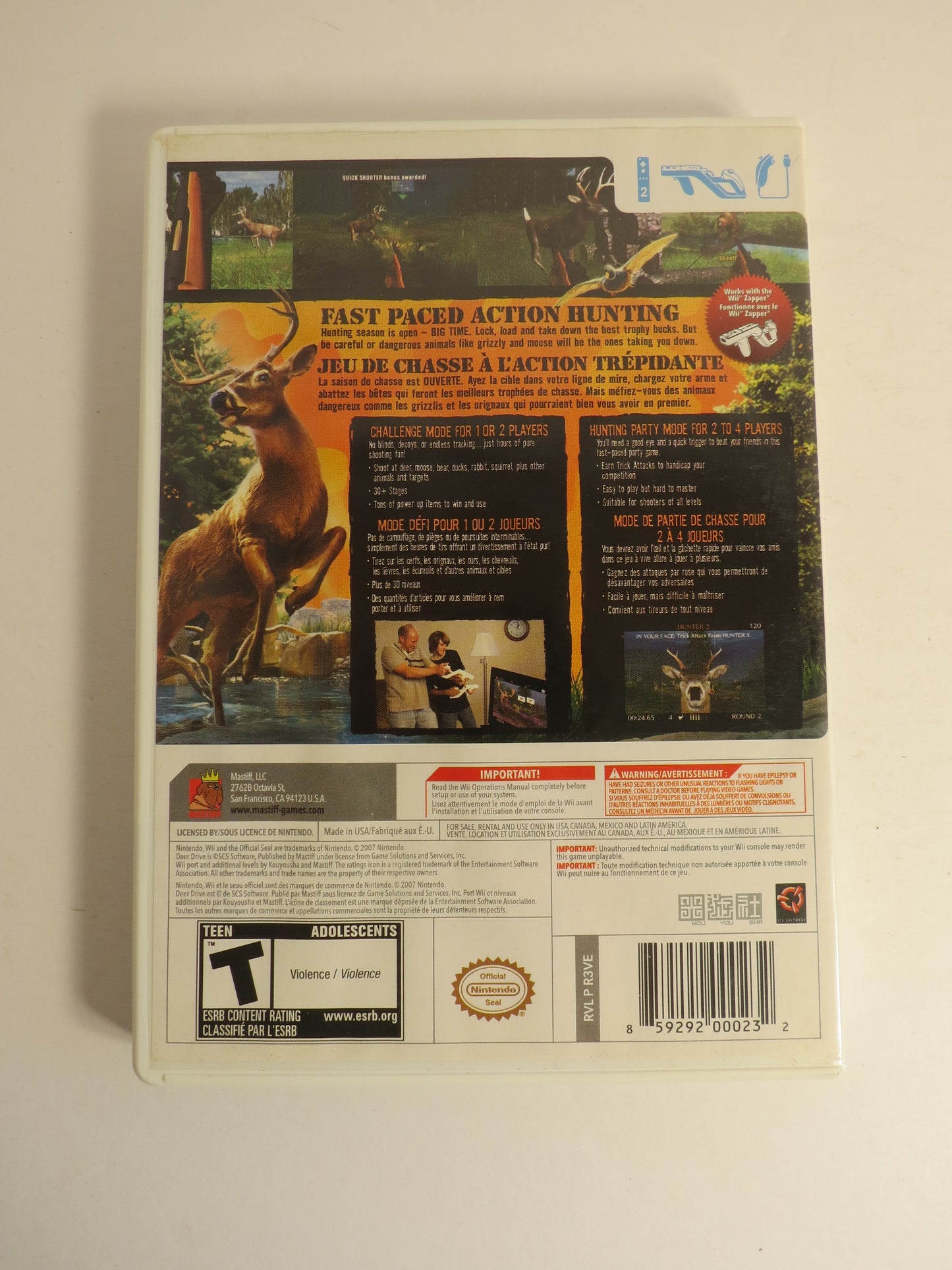 Deer Drive Nintendo Wii Game CIB