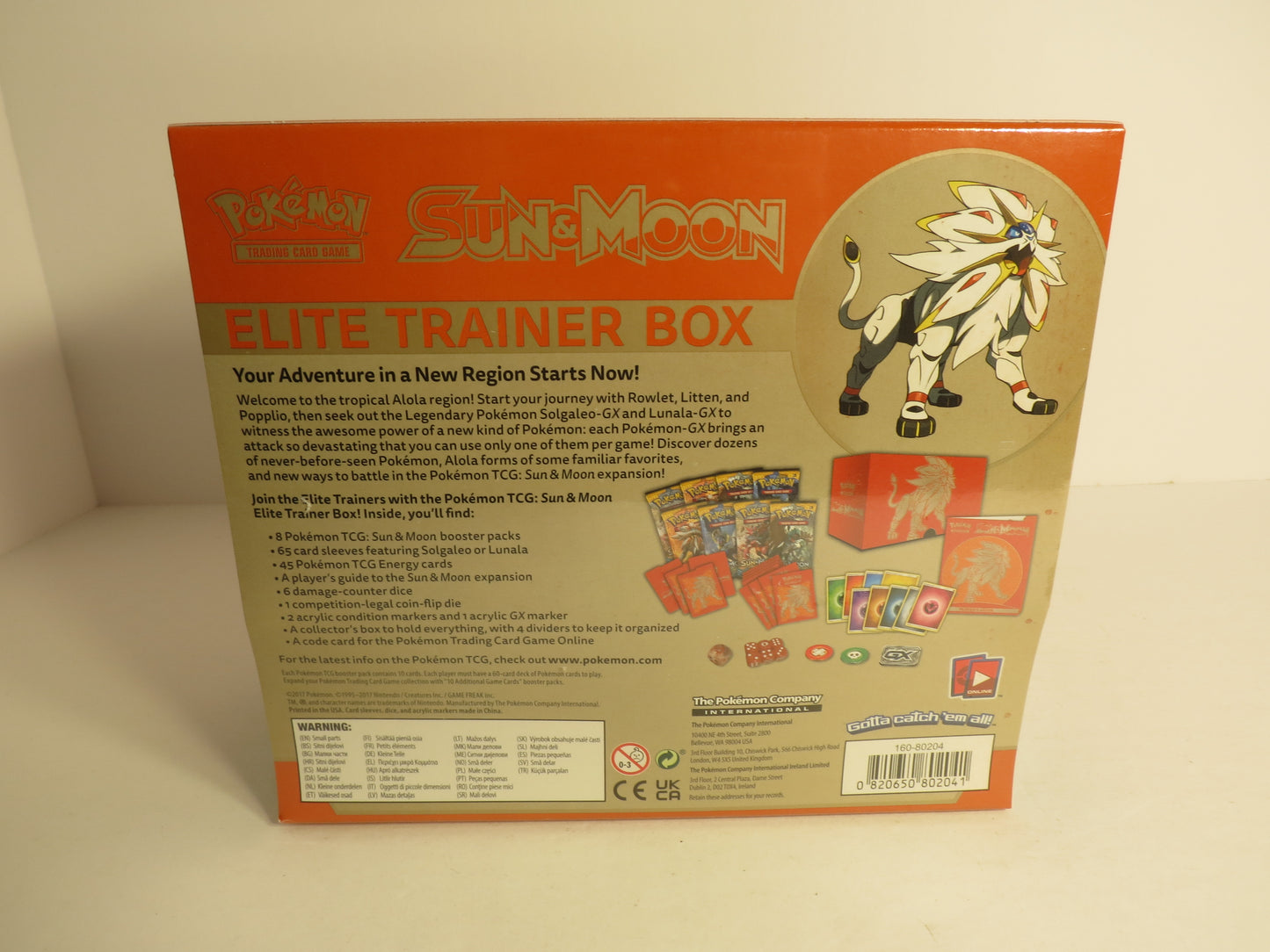Sun & Moon Base Solgaleo Pokemon Elite Trainer Box ETB
