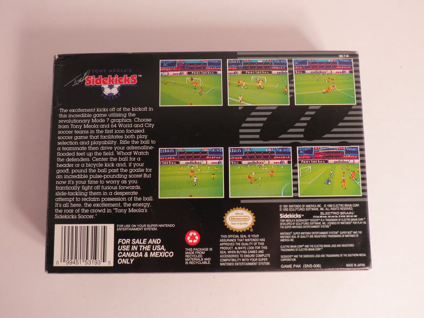 Tony Meola's Sidekicks Soccer Super Nintendo SNES Game CB