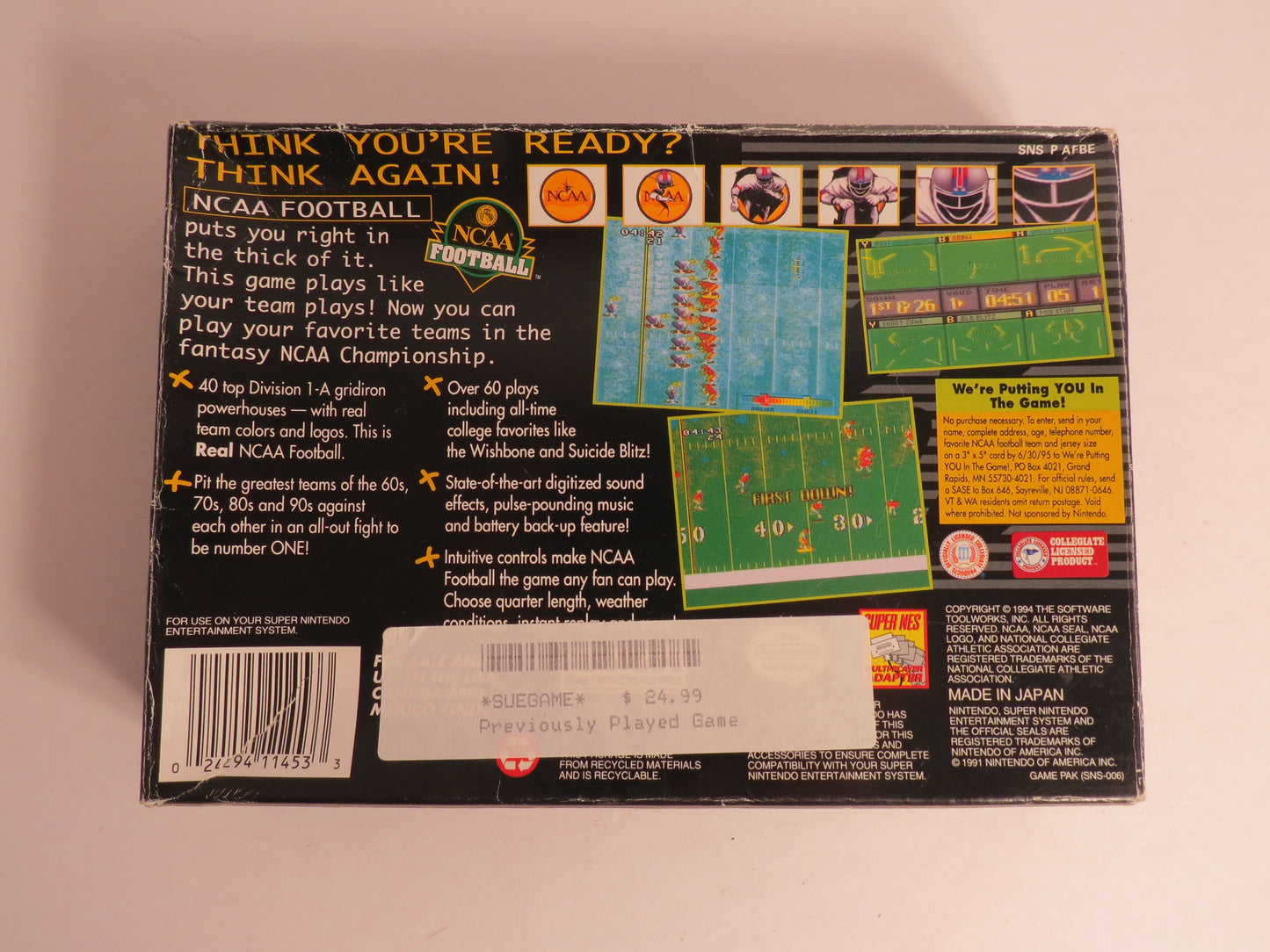 NCAA Football Super Nintendo SNES Game CIB Complete