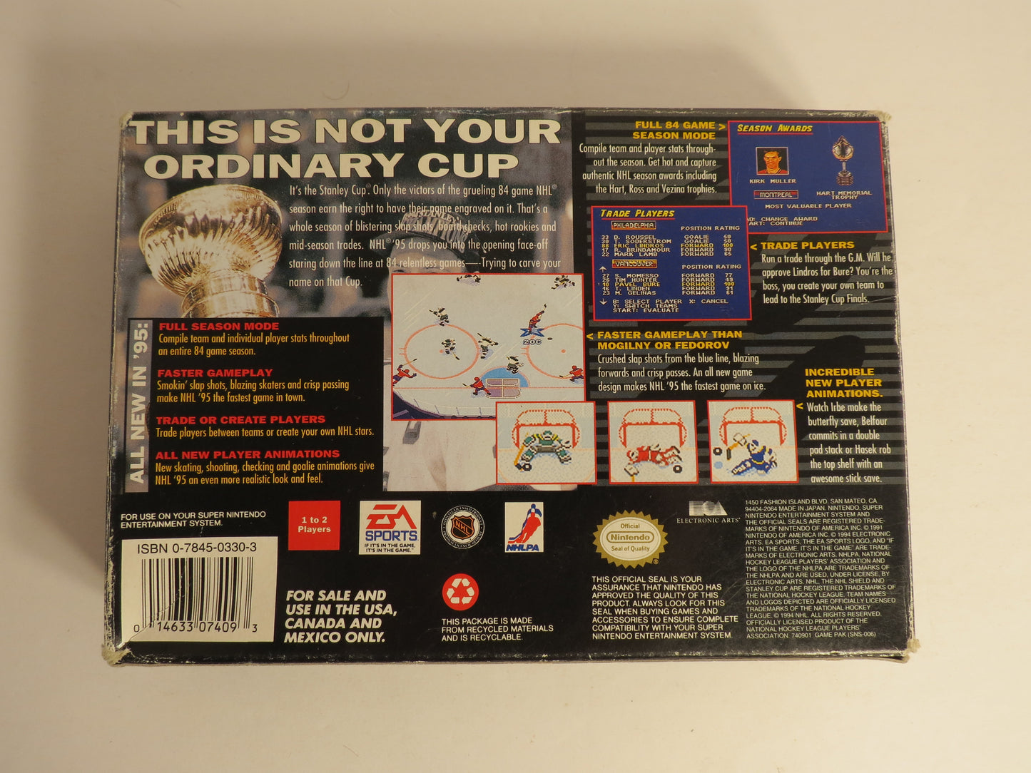 NHL '95 Super Nintendo SNES Game CB