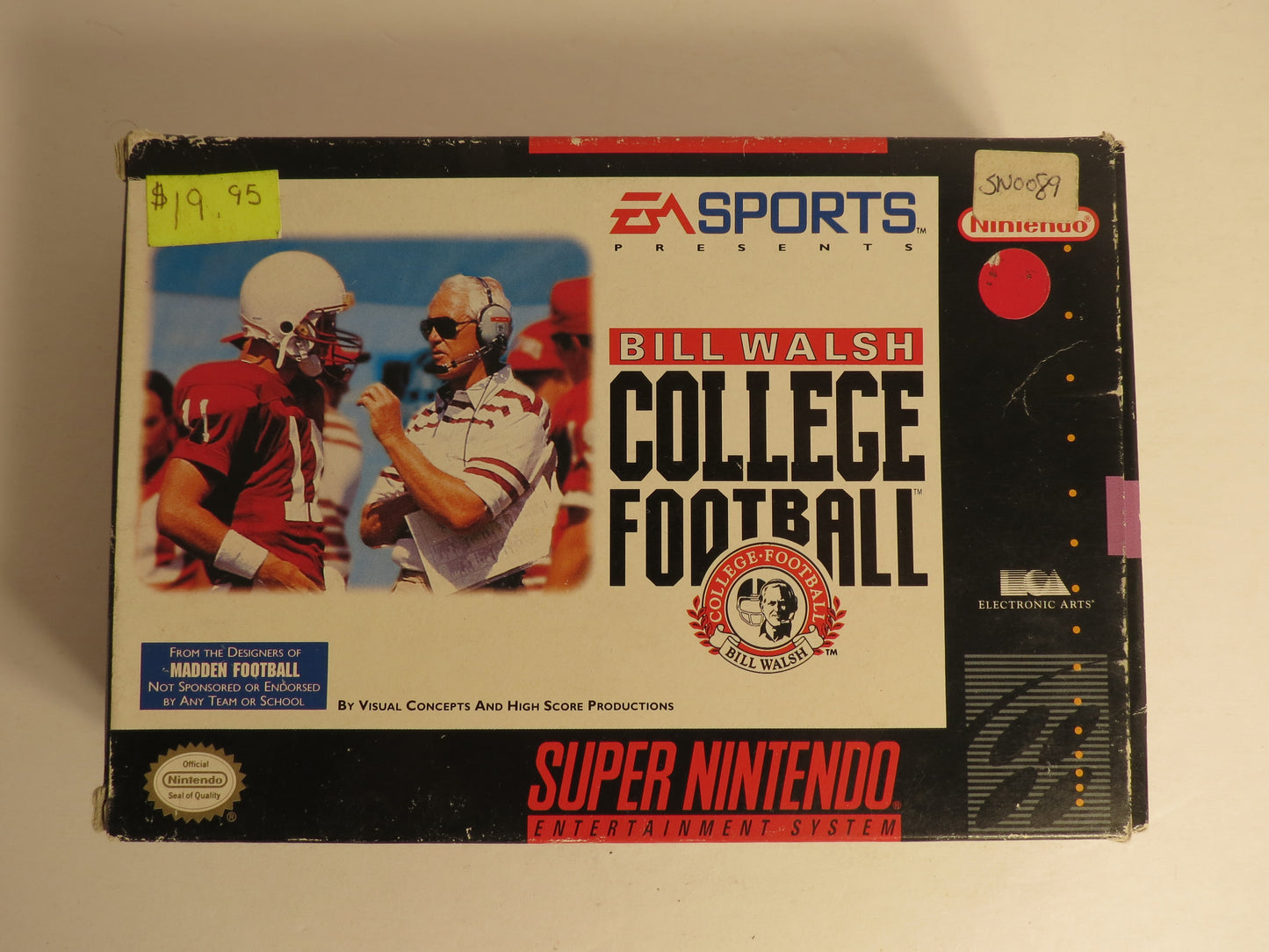 Bill Walsh College Football Super Nintendo SNES Game CIB Complete