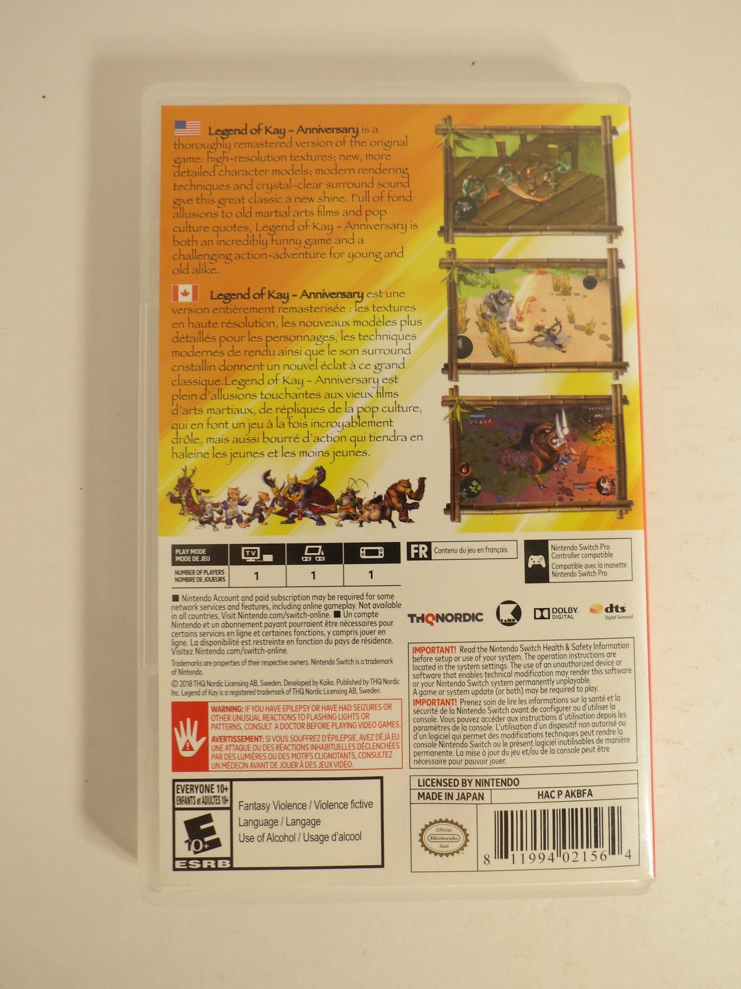 Legend of Kay Anniversary Nintendo Switch Game CB