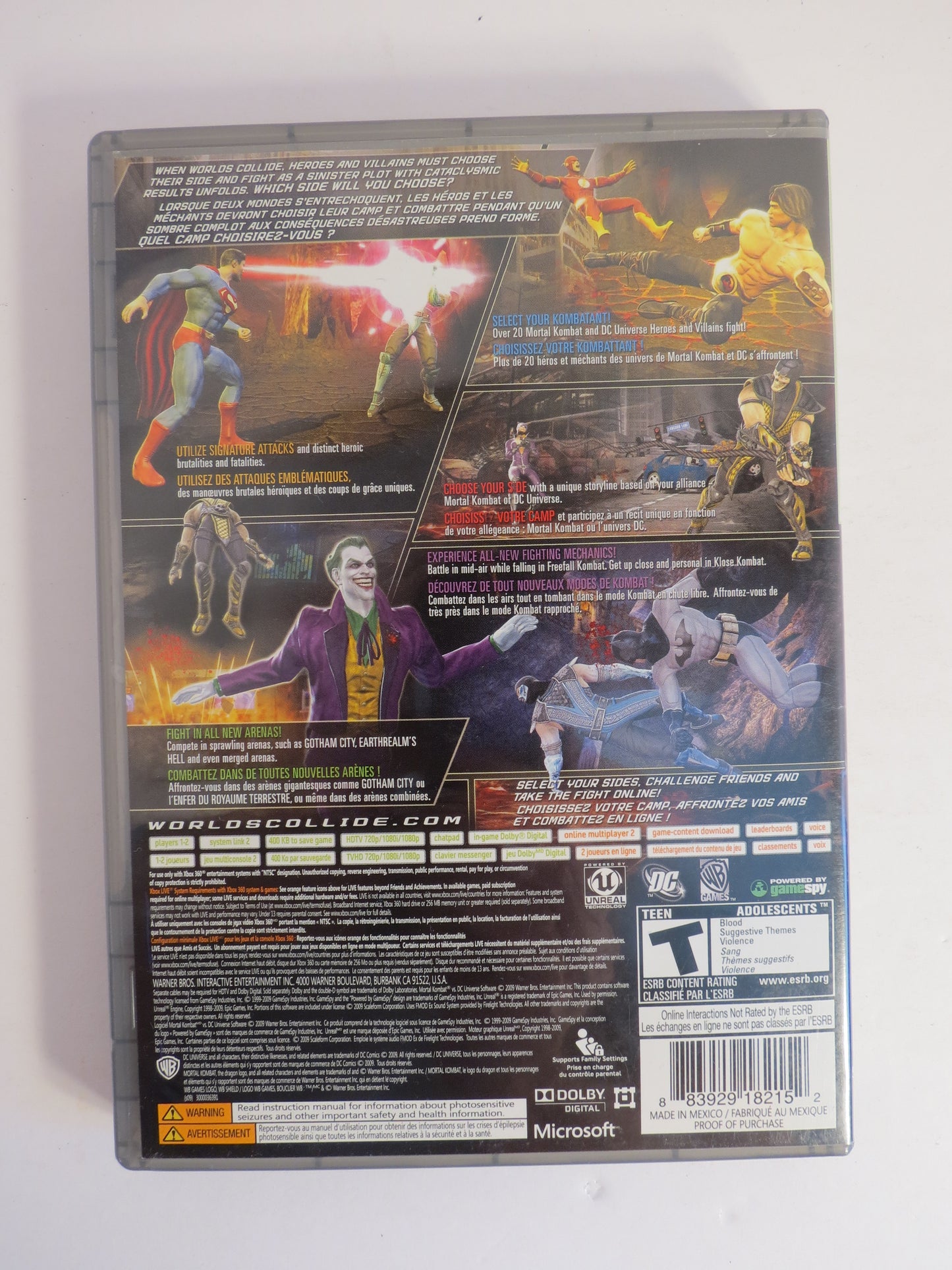 Mortal Kombat VS DC Universe Platinum Hits Xbox 360 Game CIB