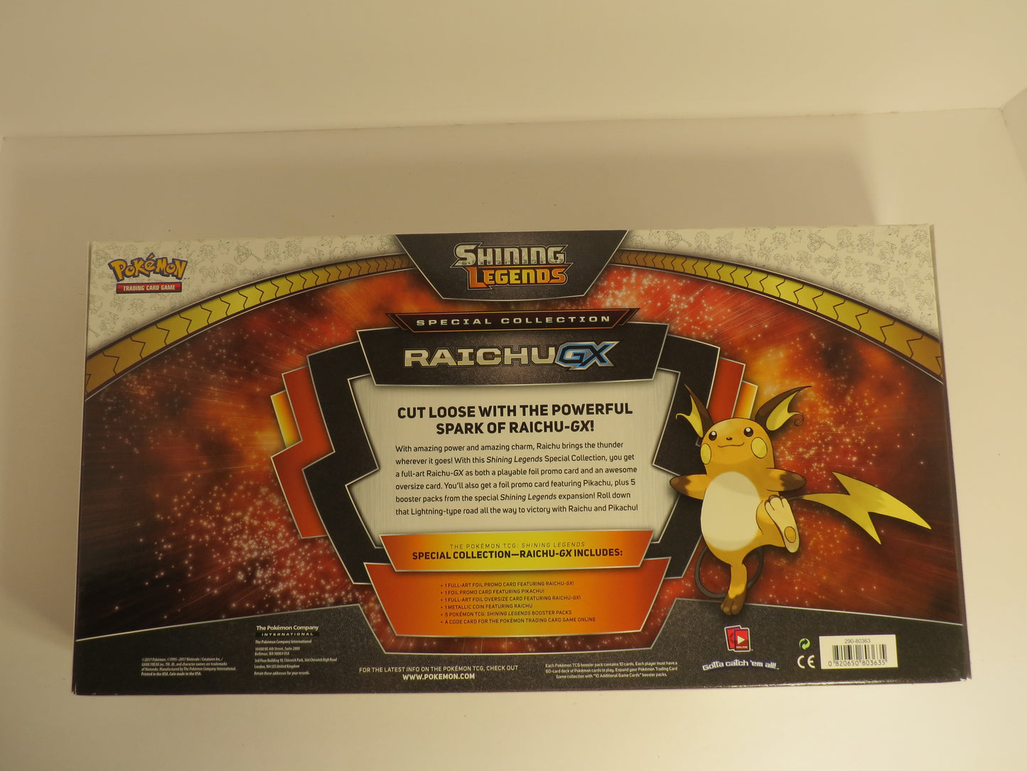 Shining Legends Special Collection Raichu GX Collection Box Pokemon Sealed