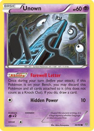 Unown 30/98 - XY  Ancient Origins Reverse Holofoil