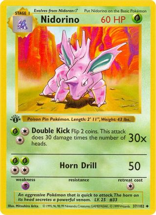Nidorino 37 - Base Set Shadowless Unlimited