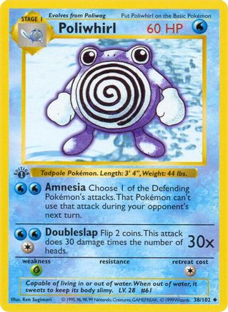 Poliwhirl 38 - Base Set Shadowless Unlimited
