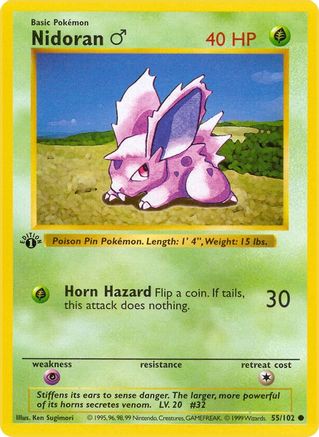 Nidoran M 55 - Base Set Shadowless 1st Edition