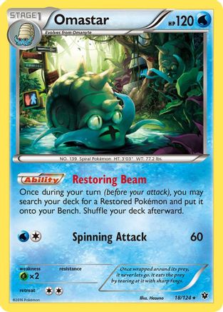 Omastar 18/124 - XY  Fates Collide Reverse Holofoil