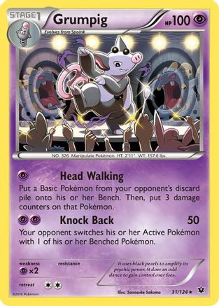 Grumpig 31/124 - XY  Fates Collide Reverse Holofoil