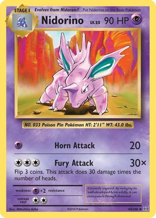 Nidorino 44/108 - XY  Evolutions Reverse Holofoil