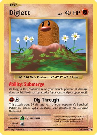 Diglett 55/108 - XY  Evolutions Reverse Holofoil