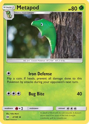 Metapod 2/149 - SM Base Set Reverse Holofoil