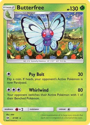 Butterfree 3/149 - SM Base Set Reverse Holofoil