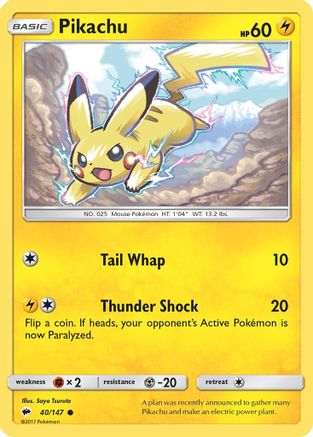 Pikachu 40/147 - SM  Burning Shadows Reverse Holofoil