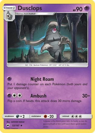 Dusclops 52/147 - SM  Burning Shadows Reverse Holofoil