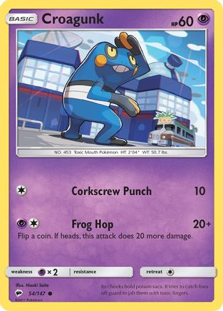 Croagunk 54/147 - SM  Burning Shadows Reverse Holofoil