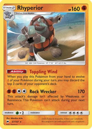 Rhyperior 67/147 - SM  Burning Shadows Holofoil