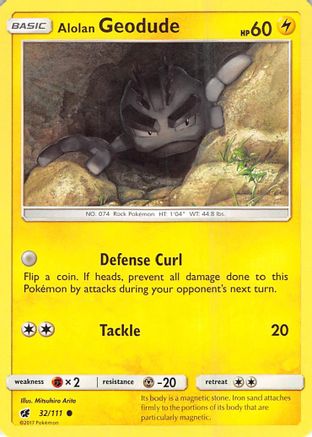 Alolan Geodude 32/111 - SM  Crimson Invasion Reverse Holofoil