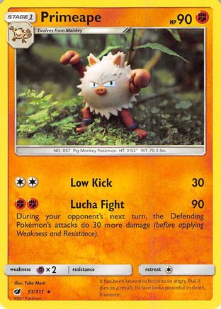 Primeape 51/111 - SM  Crimson Invasion Reverse Holofoil