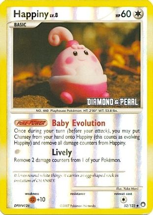 Happiny - 52/123 [Diamond & Pearl] 52 - Burger King Promos Reverse Holofoil